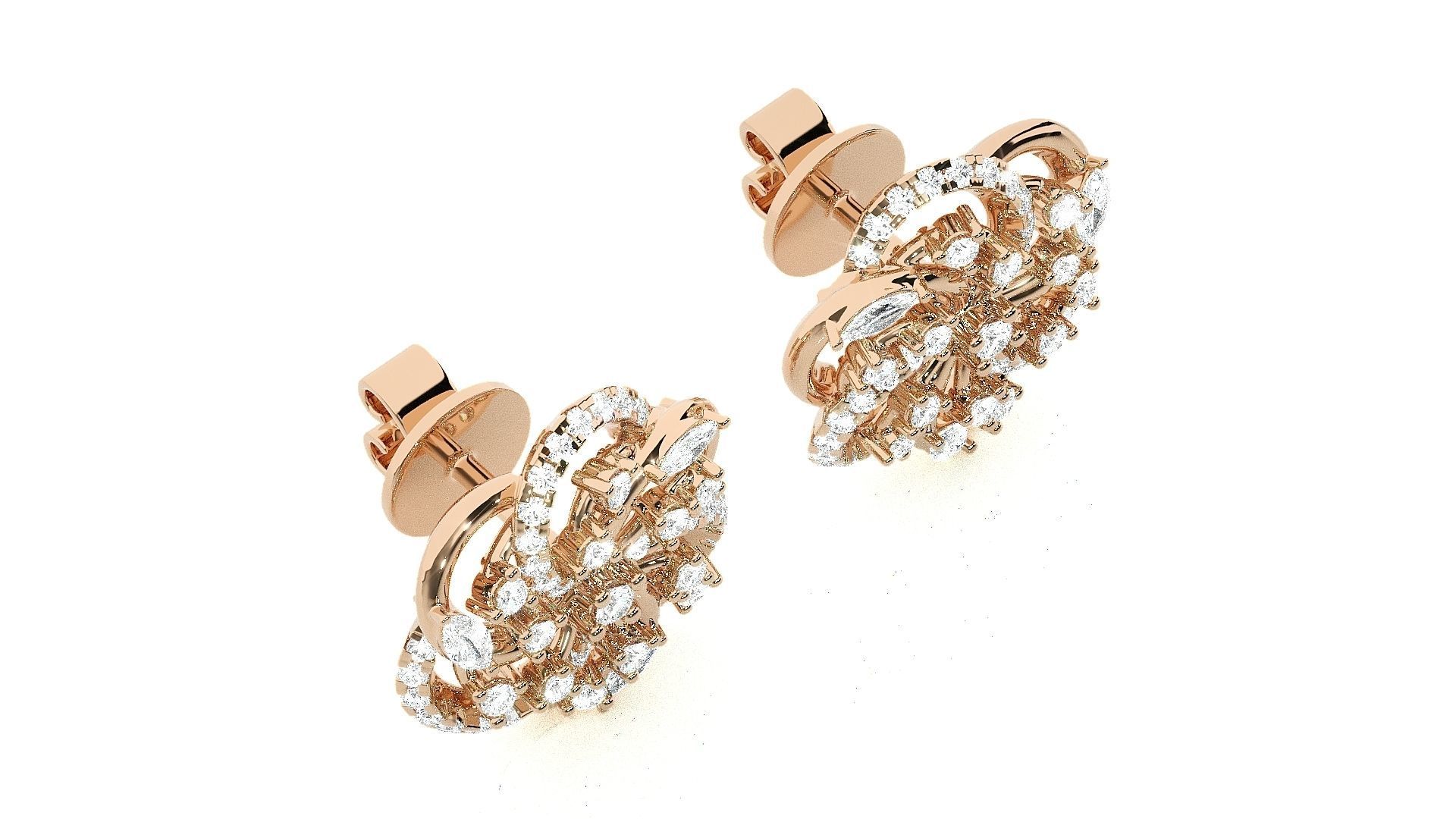 Wire Mesh High Jewelry Pendant Earrings Set 3dm stl obj mtl gltf 3D print model_3