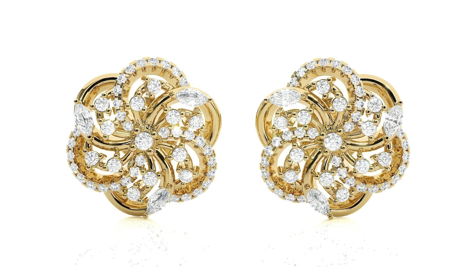 Wire Mesh High Jewelry Pendant Earrings Set 3dm stl obj mtl gltf 3D print model_17