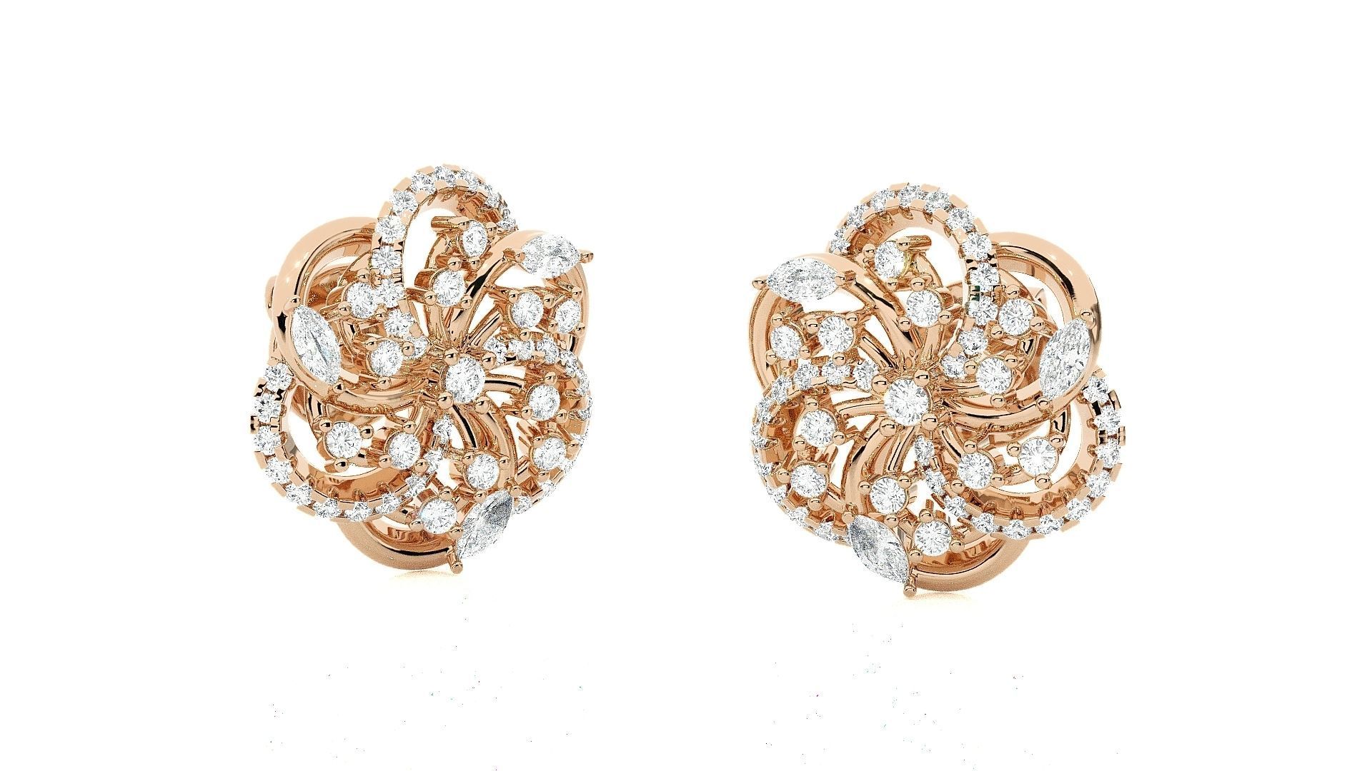 Wire Mesh High Jewelry Pendant Earrings Set 3dm stl obj mtl gltf 3D print model_8