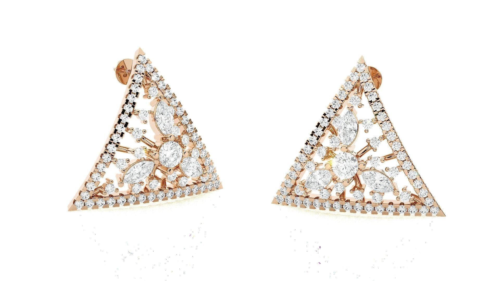 Triangular Light wt Pendant Earrings Set 3dm stl obj mtl gltf  3D print model_9