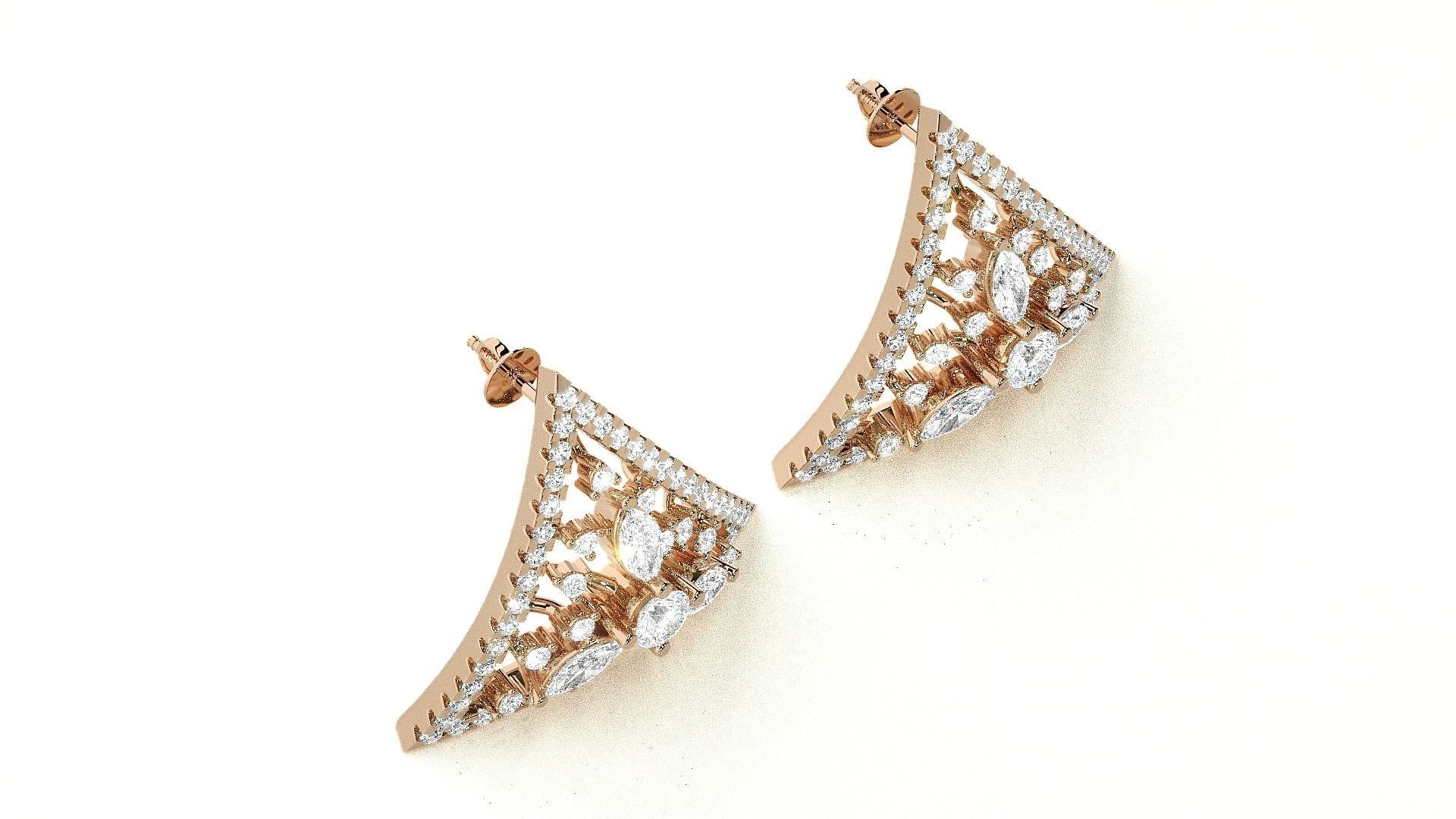 Triangular Light wt Pendant Earrings Set 3dm stl obj mtl gltf  3D print model_4