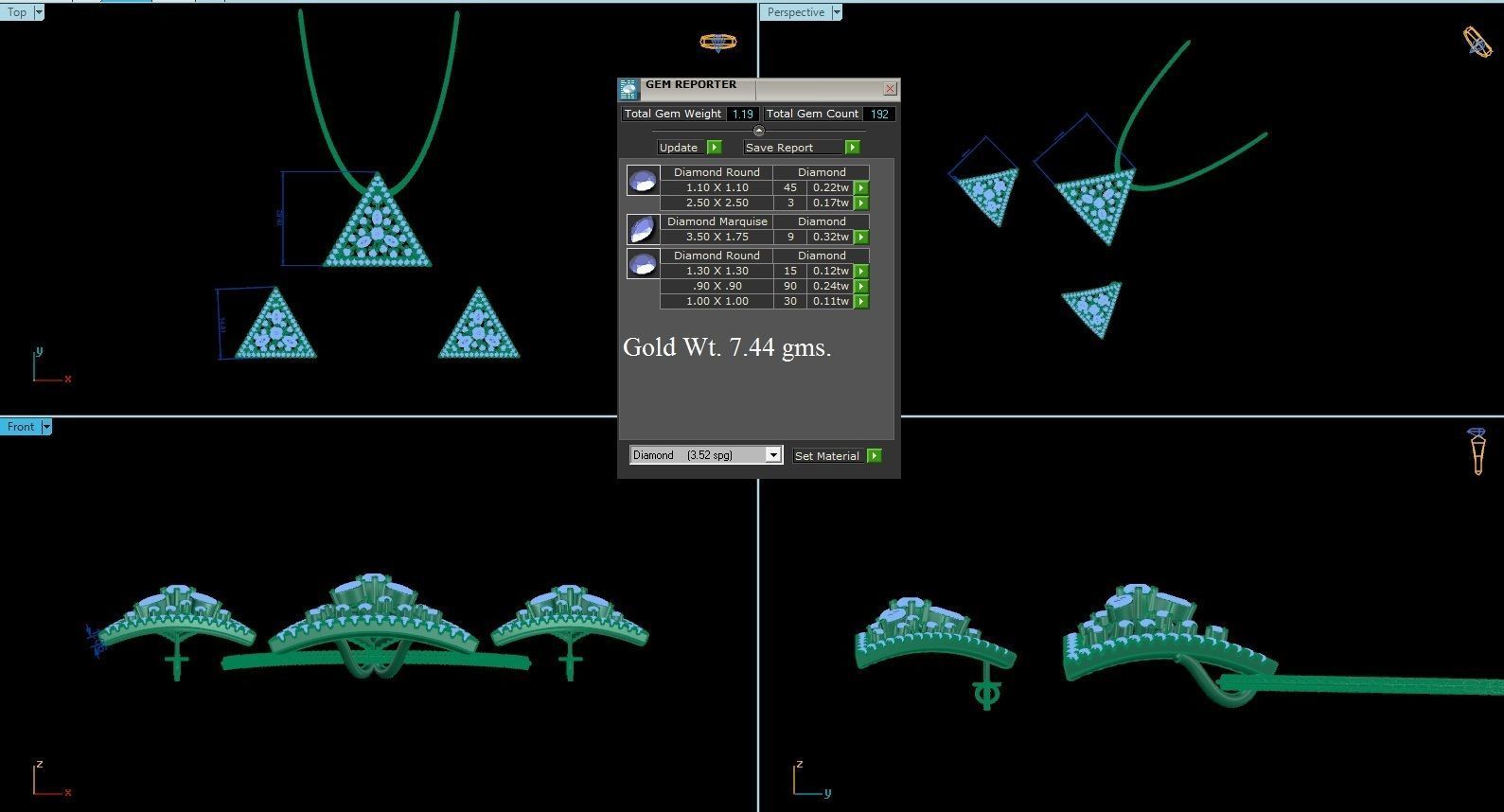 Triangular Light wt Pendant Earrings Set 3dm stl obj mtl gltf  3D print model_8