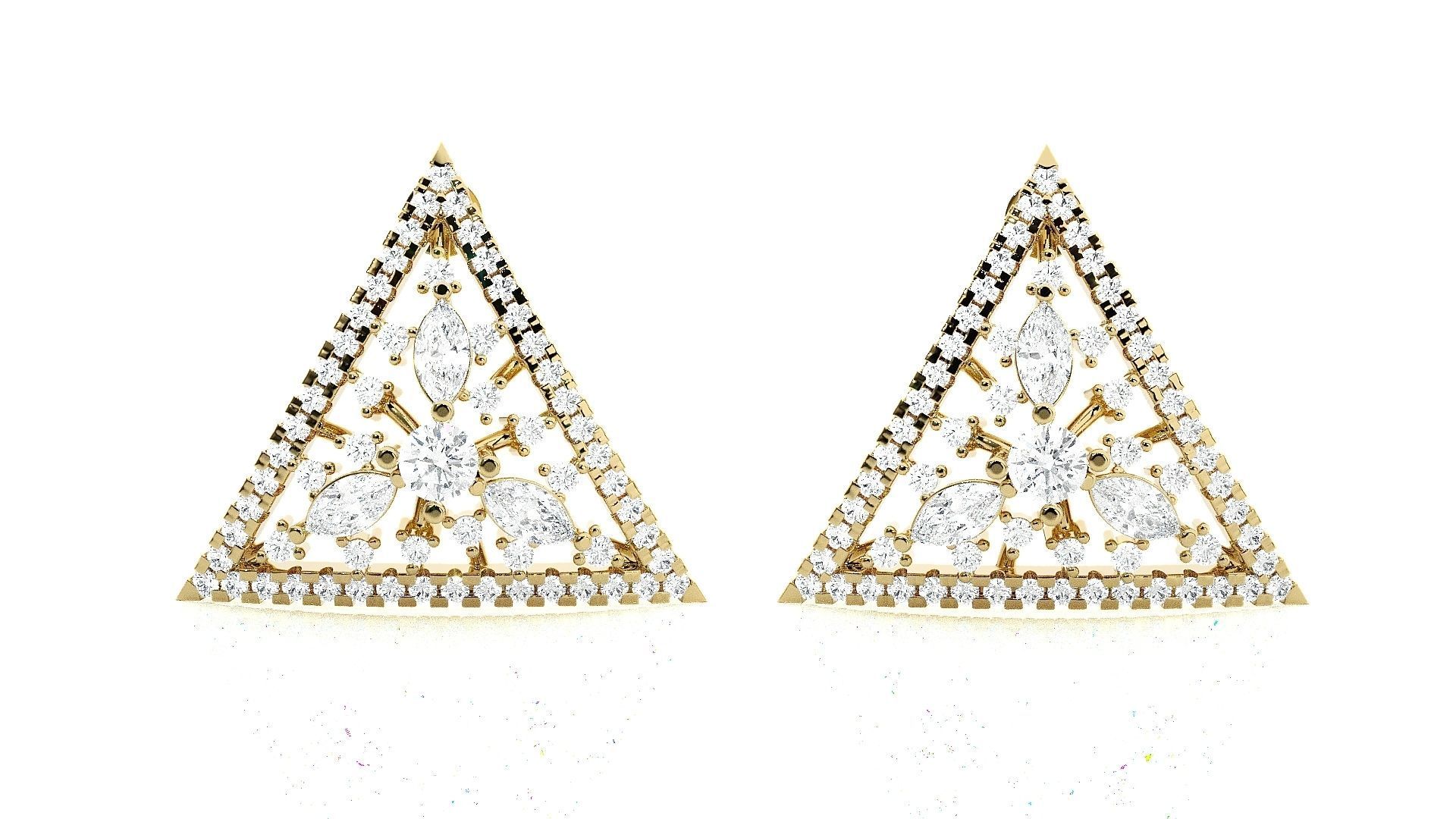 Triangular Light wt Pendant Earrings Set 3dm stl obj mtl gltf  3D print model_18