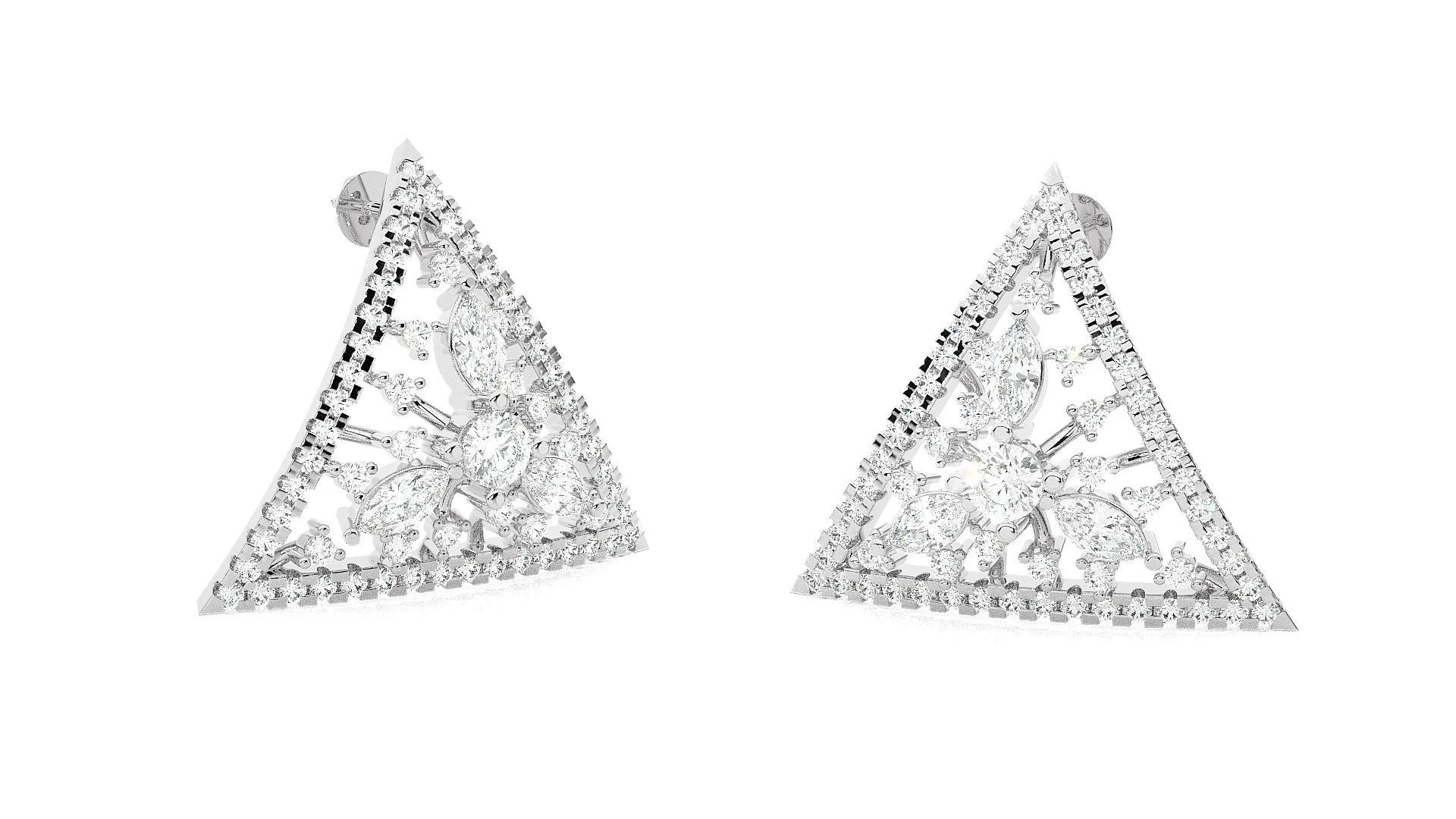 Triangular Light wt Pendant Earrings Set 3dm stl obj mtl gltf  3D print model_16