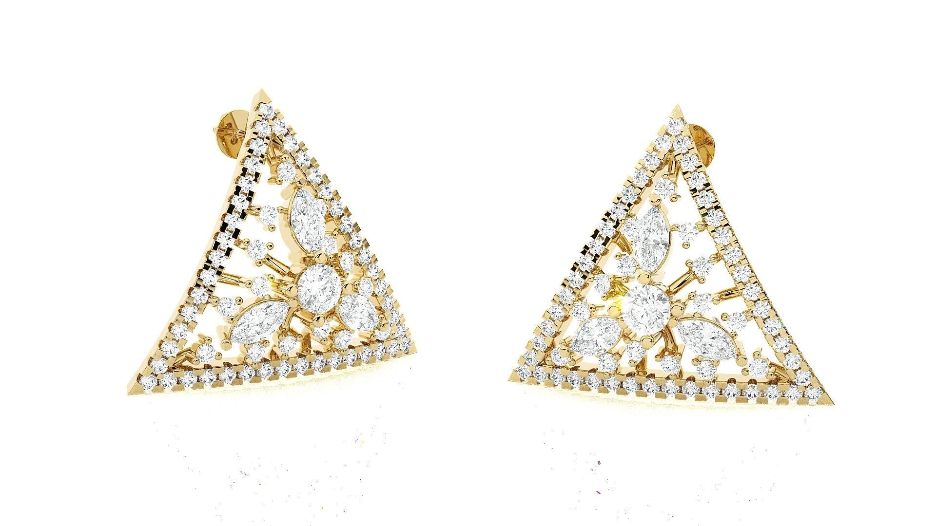 Triangular Light wt Pendant Earrings Set 3dm stl obj mtl gltf  3D print model_25