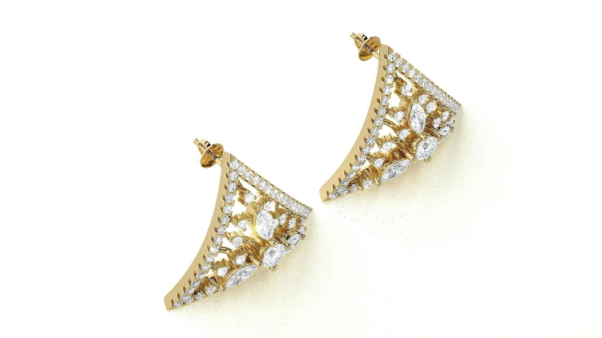 Triangular Light wt Pendant Earrings Set 3dm stl obj mtl gltf  3D print model_20