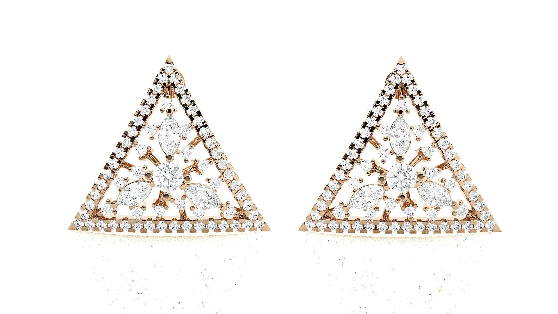 Triangular Light wt Pendant Earrings Set 3dm stl obj mtl gltf  3D print model_2