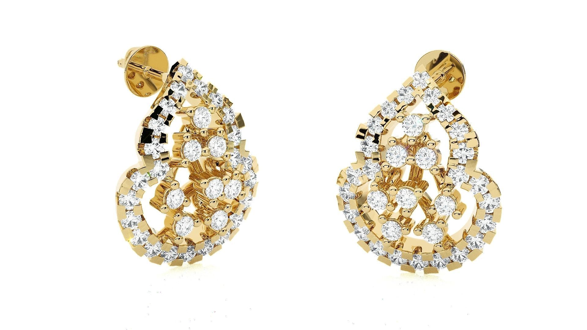 Wire High Jewelry Pendant Earrings Set 3dm stl obj mtl gltf glb 3D print model_24