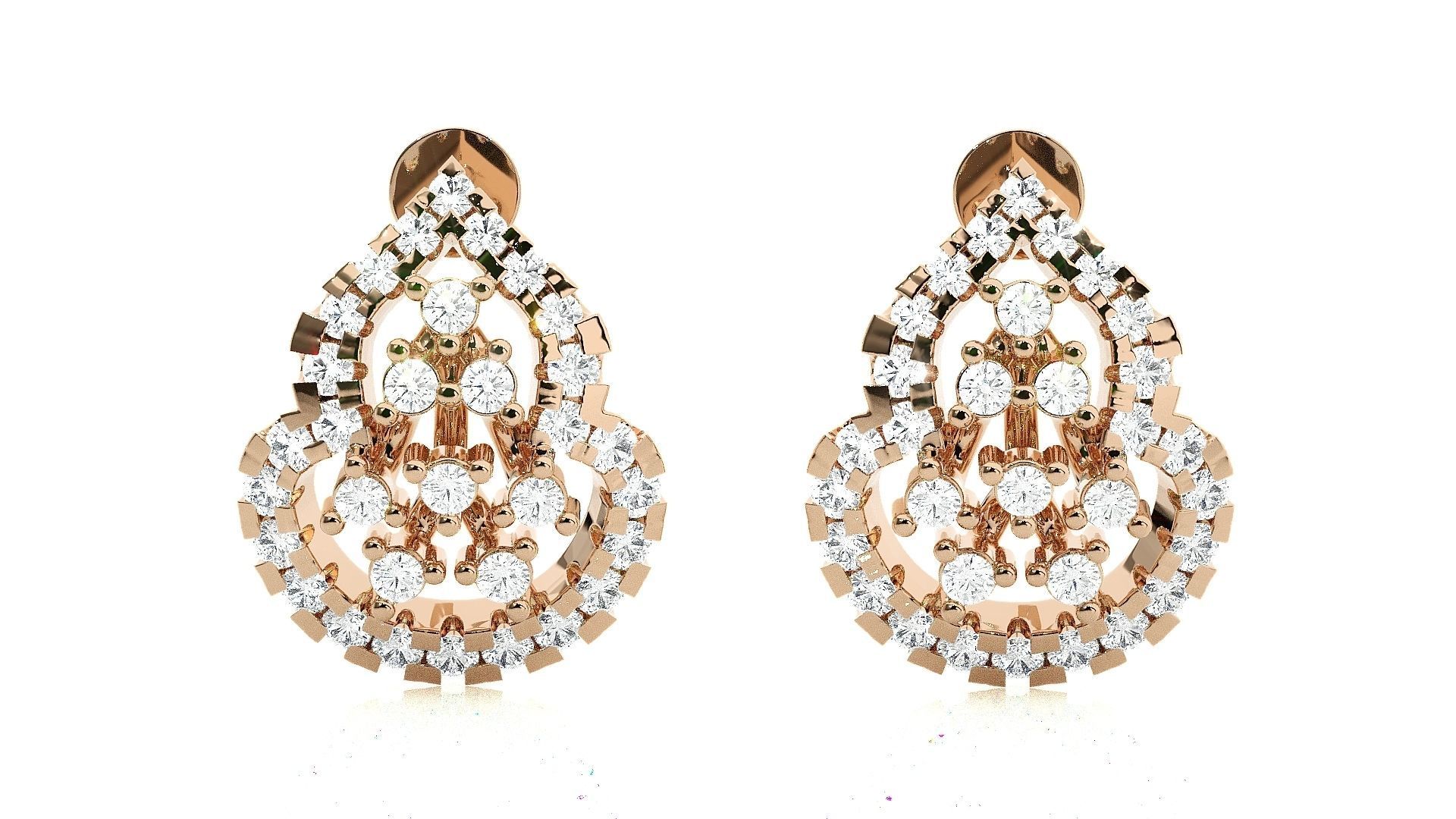 Wire High Jewelry Pendant Earrings Set 3dm stl obj mtl gltf glb 3D print model_2