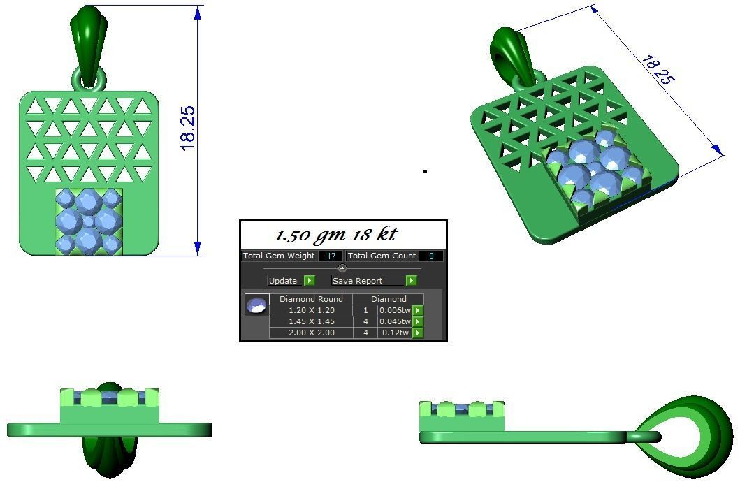 Badge Wire Mesh Light wt Pendant Earrings Set 3dm stl renders 3D print model_6