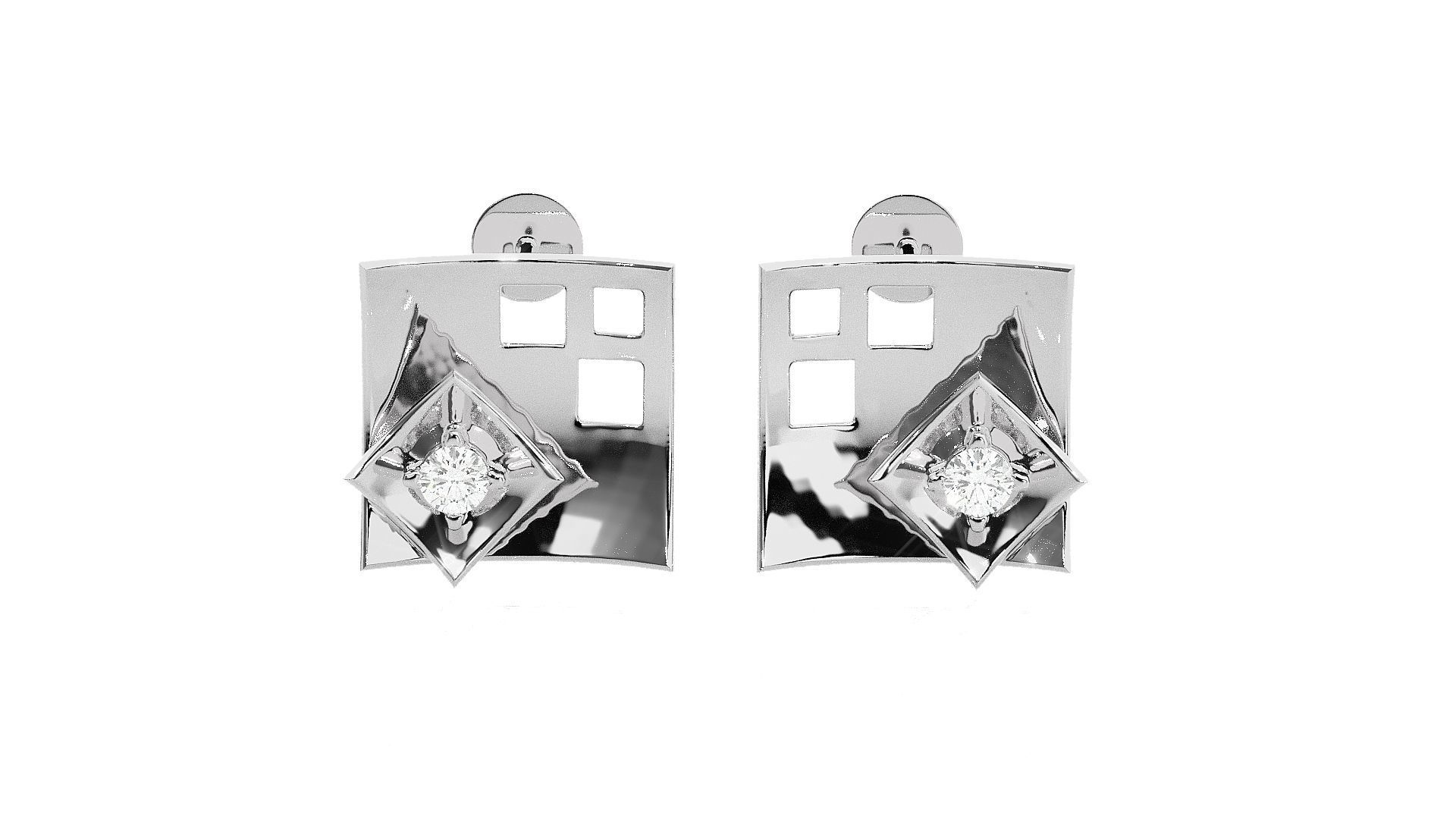 Flowers Light wt Pendant Earrings Set 3dm stl renders details 3D print model_10