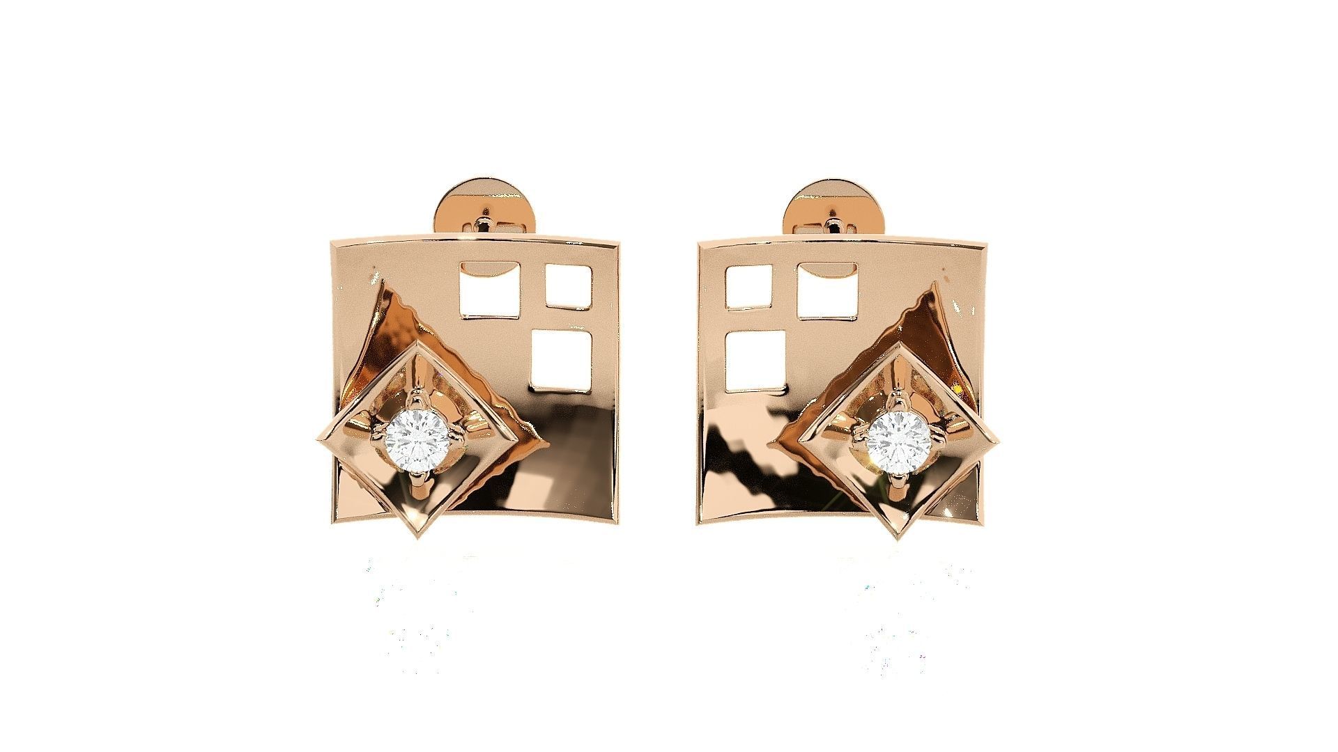 Flowers Light wt Pendant Earrings Set 3dm stl renders details 3D print model_2