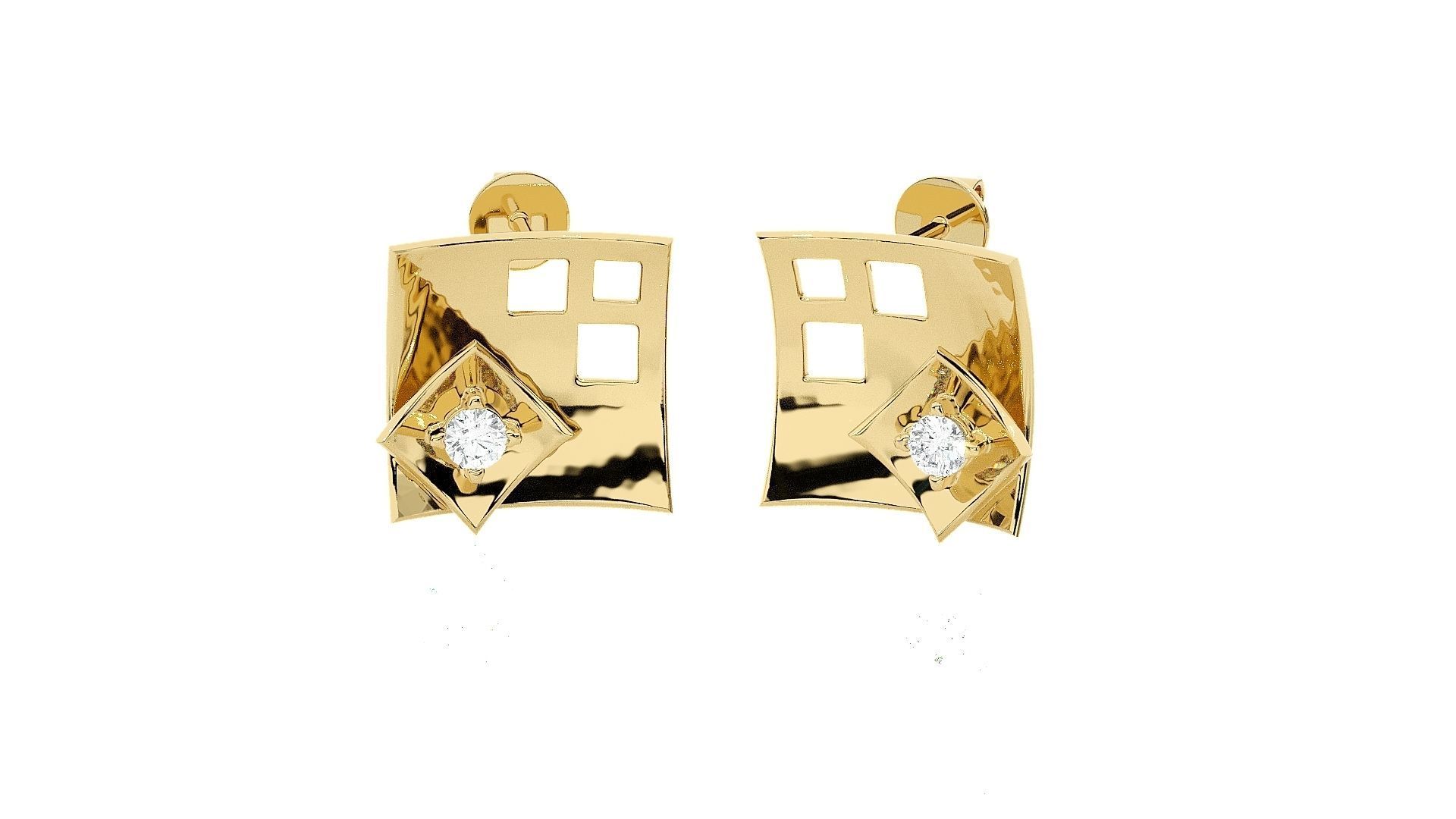 Flowers Light wt Pendant Earrings Set 3dm stl renders details 3D print model_23