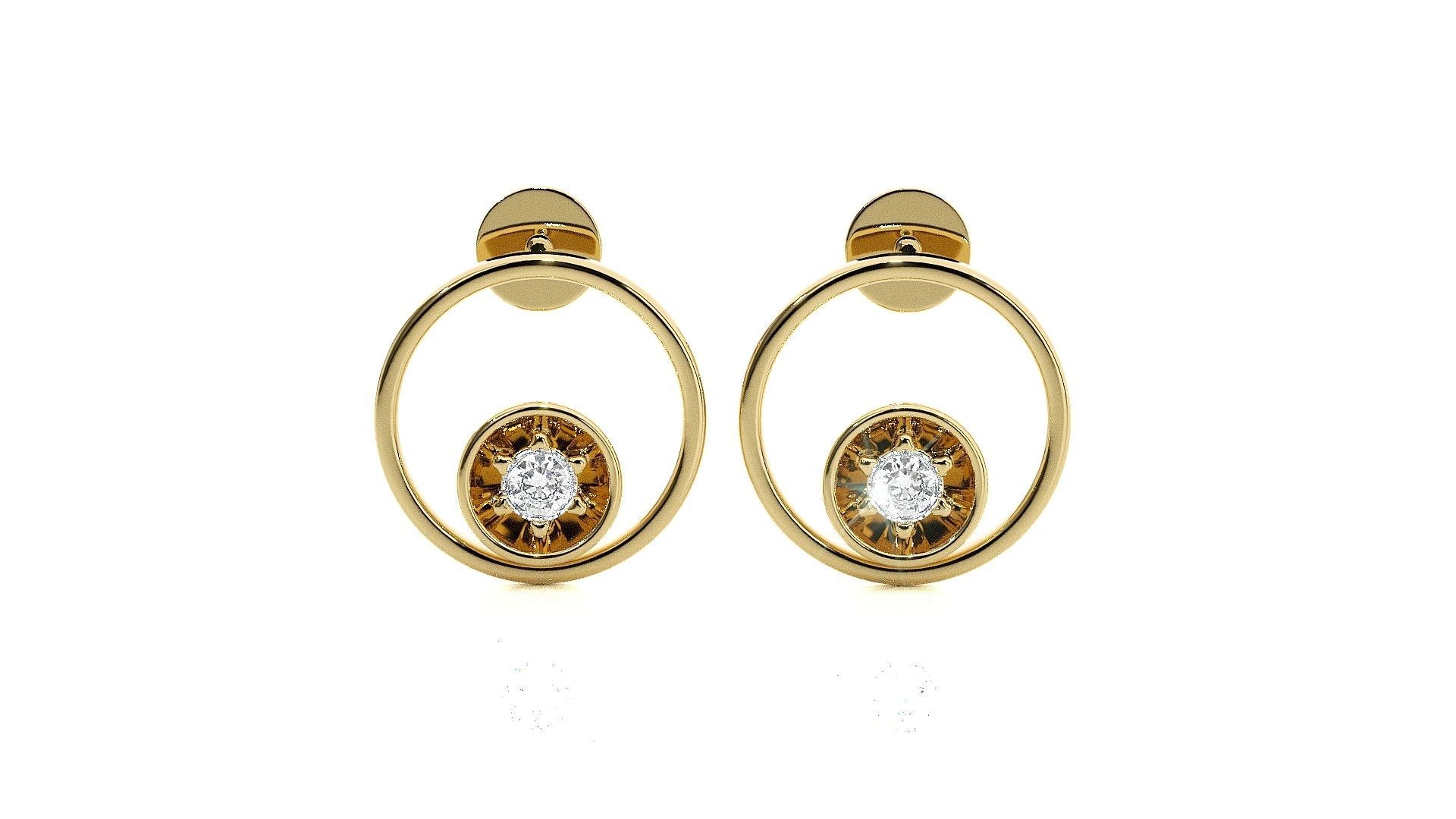 Solitaire Diamond Light wt Pendant Earrings Set 3dm stl renders 3D print model_18