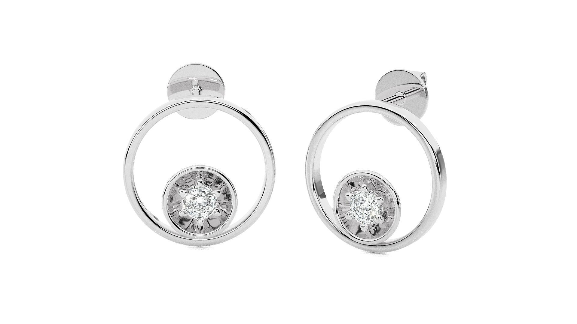 Solitaire Diamond Light wt Pendant Earrings Set 3dm stl renders 3D print model_16