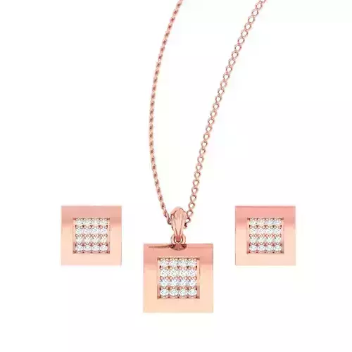 Square Diamond Head Light wt Pendant Earrings Set 3dm stl 