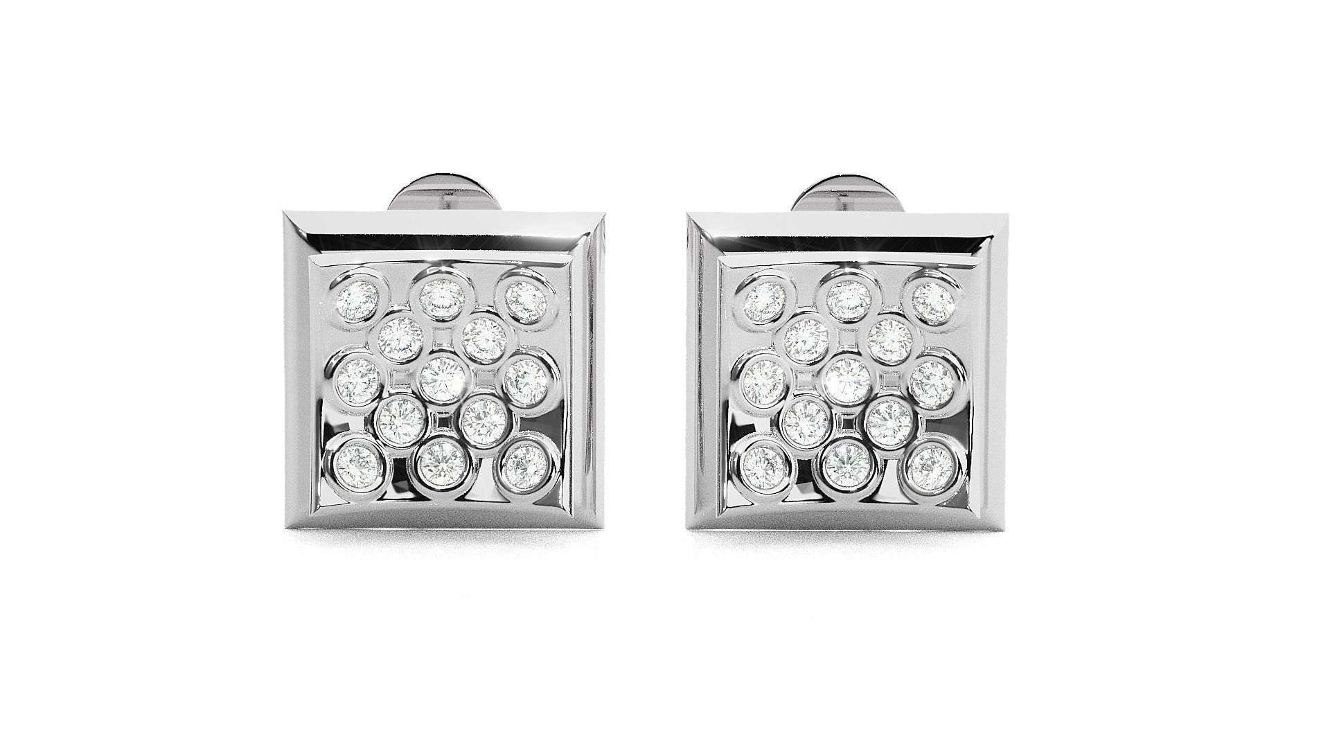 Square Diamond Head Light wt Pendant Earrings Set 3dm stl 3D print model_11