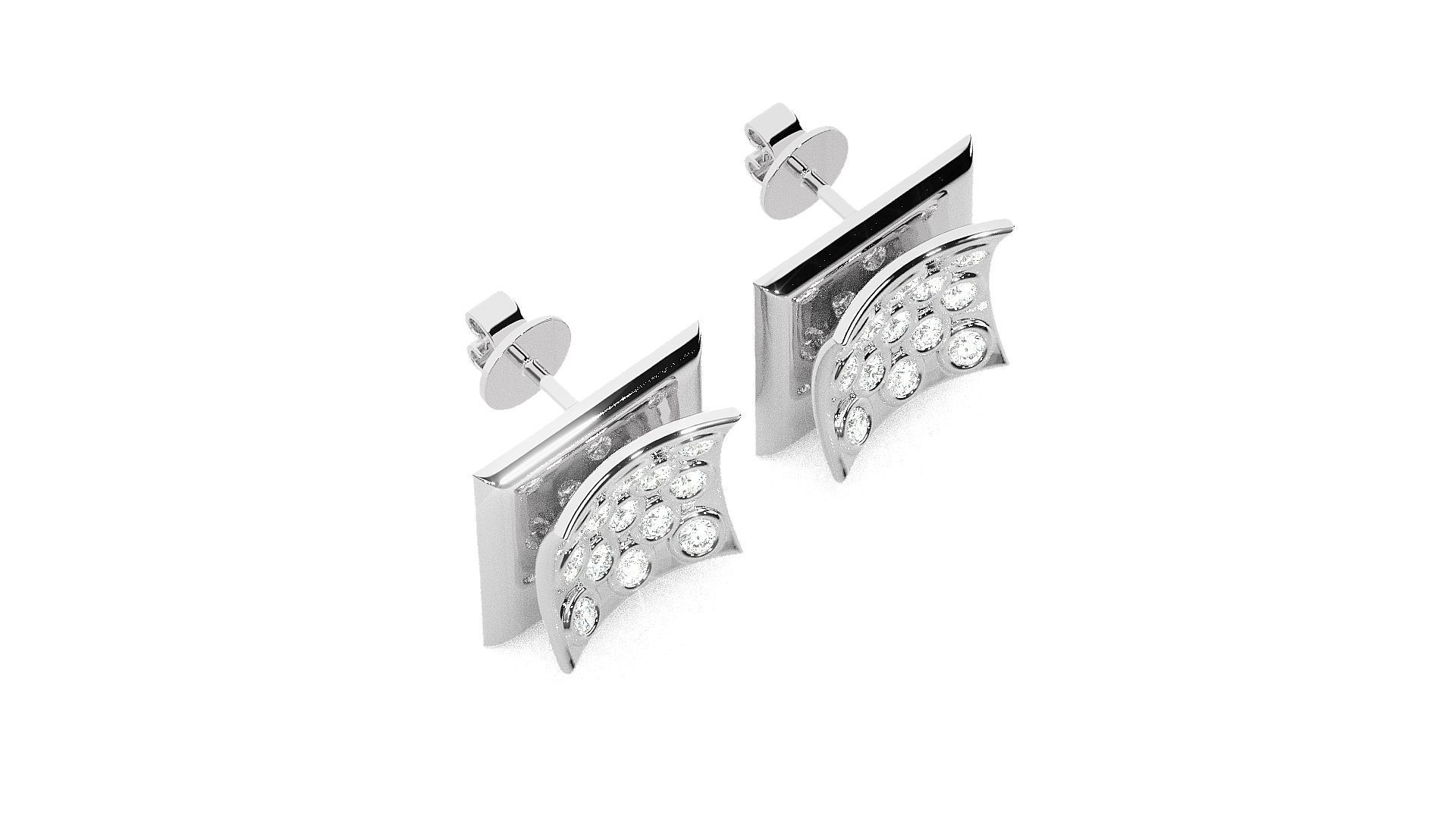 Square Diamond Head Light wt Pendant Earrings Set 3dm stl 3D print model_13