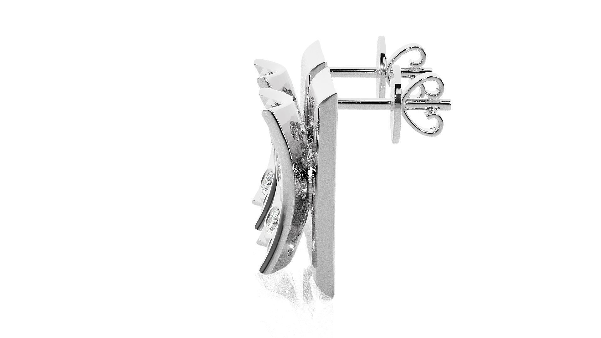 Square Diamond Head Light wt Pendant Earrings Set 3dm stl 3D print model_14