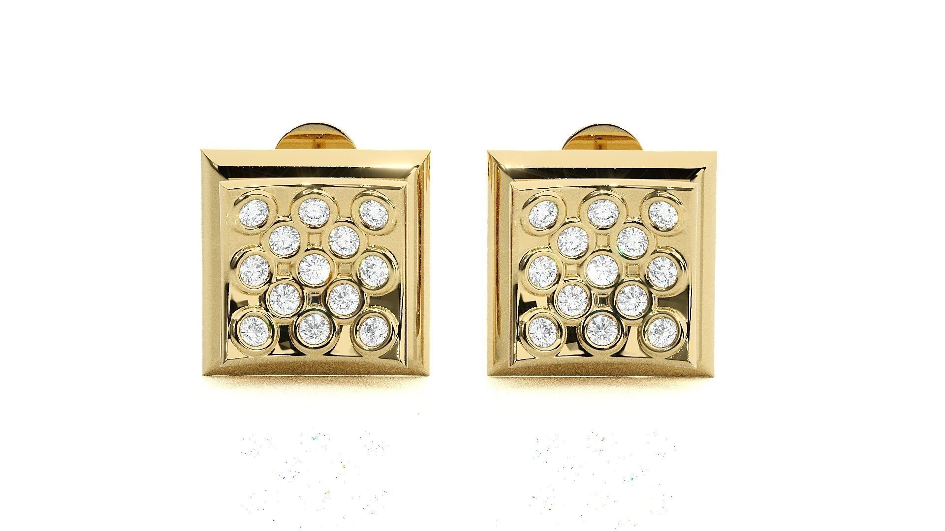 Square Diamond Head Light wt Pendant Earrings Set 3dm stl 3D print model_18