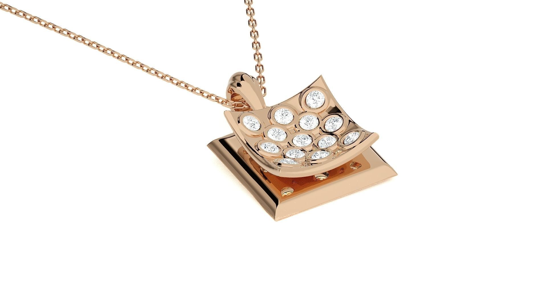 Square Diamond Head Light wt Pendant Earrings Set 3dm stl 3D print model_9