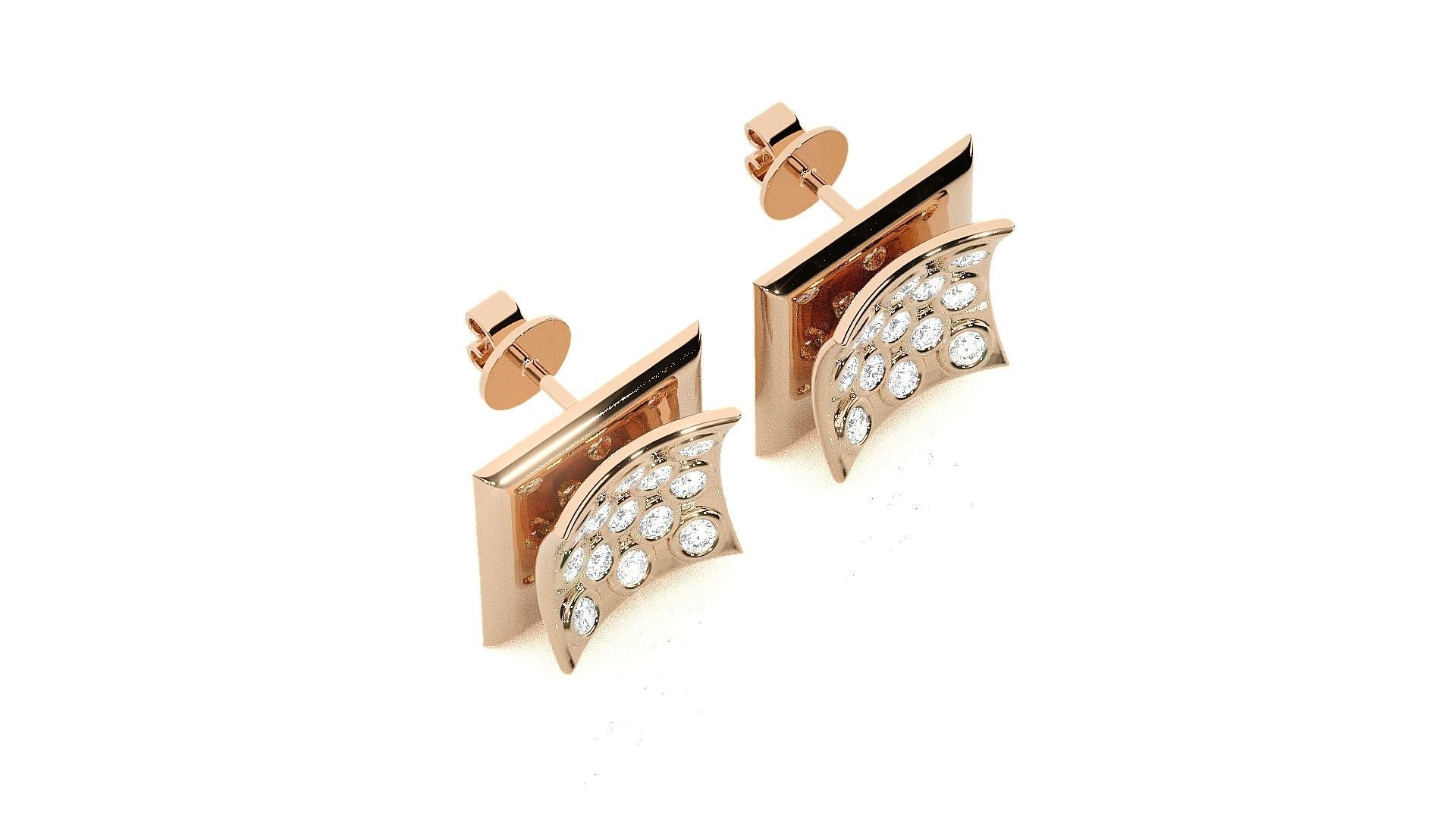 Square Diamond Head Light wt Pendant Earrings Set 3dm stl 3D print model_5