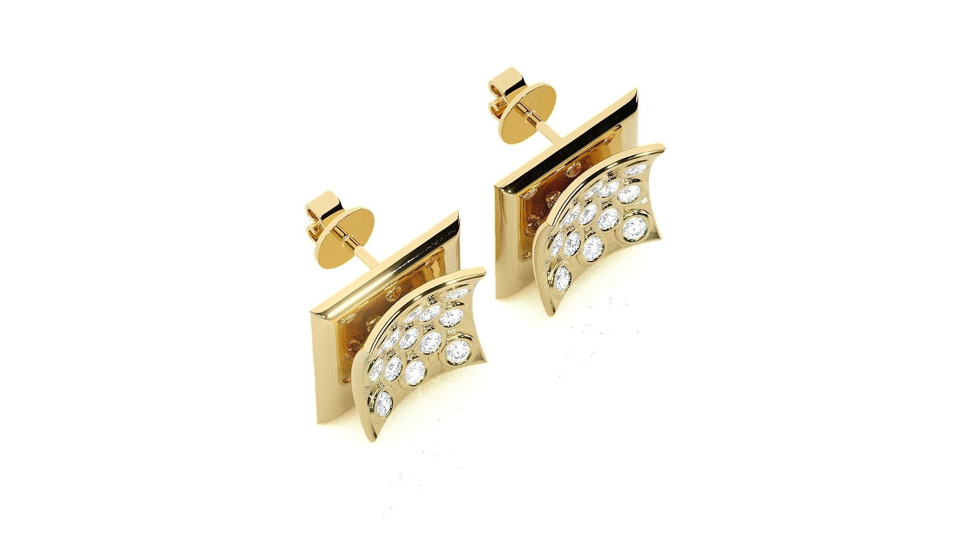 Square Diamond Head Light wt Pendant Earrings Set 3dm stl 3D print model_20