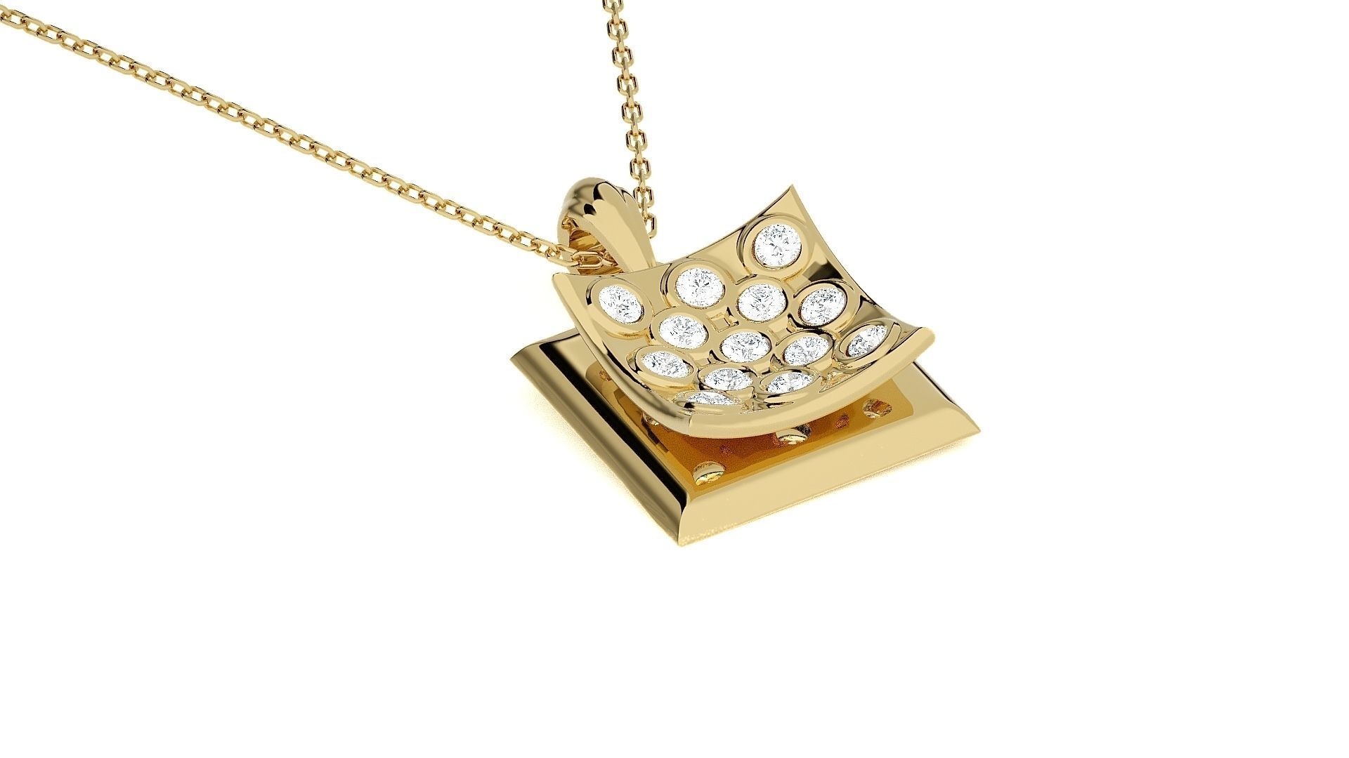 Square Diamond Head Light wt Pendant Earrings Set 3dm stl 3D print model_23