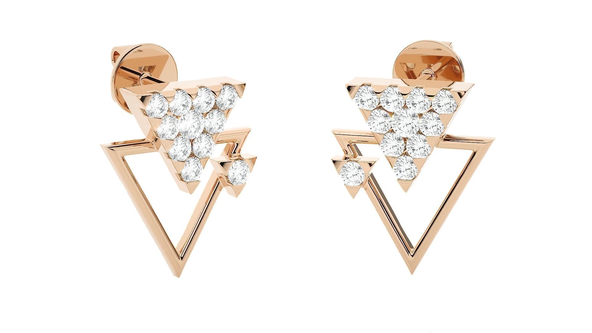 Triangle Light wt Pendant Earrings Set 3dm stl renders details 3D print model_9