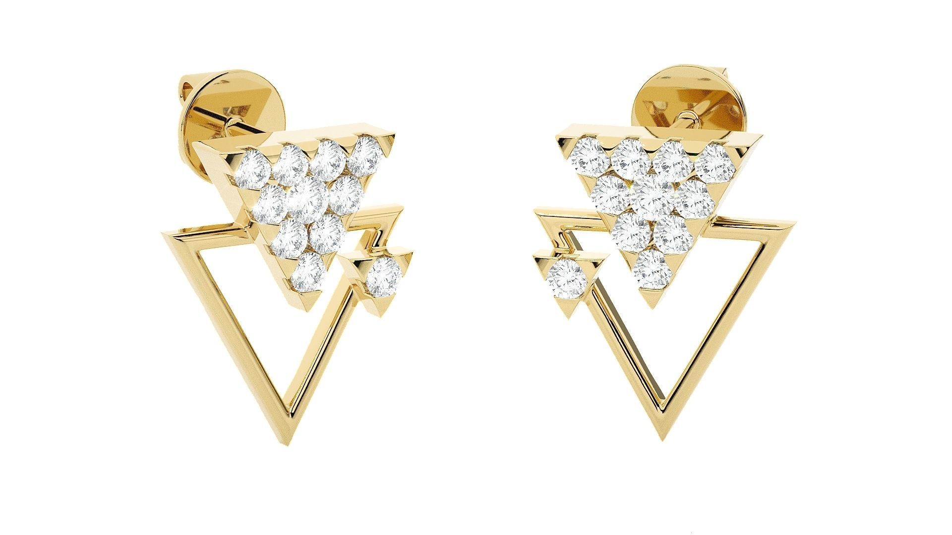 Triangle Light wt Pendant Earrings Set 3dm stl renders details 3D print model_23