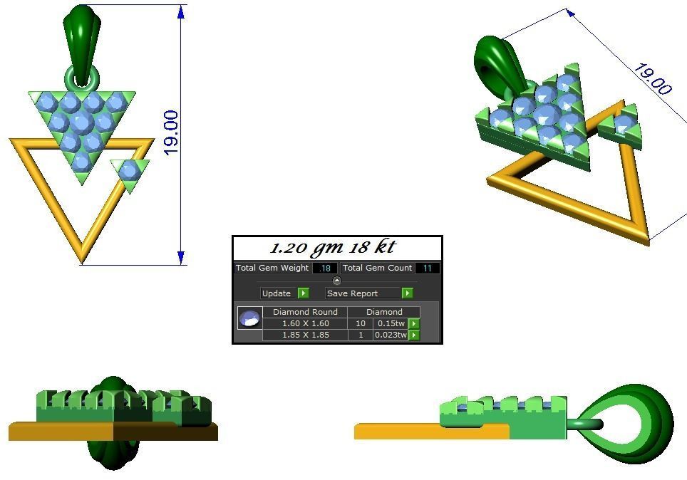 Triangle Light wt Pendant Earrings Set 3dm stl renders details 3D print model_4