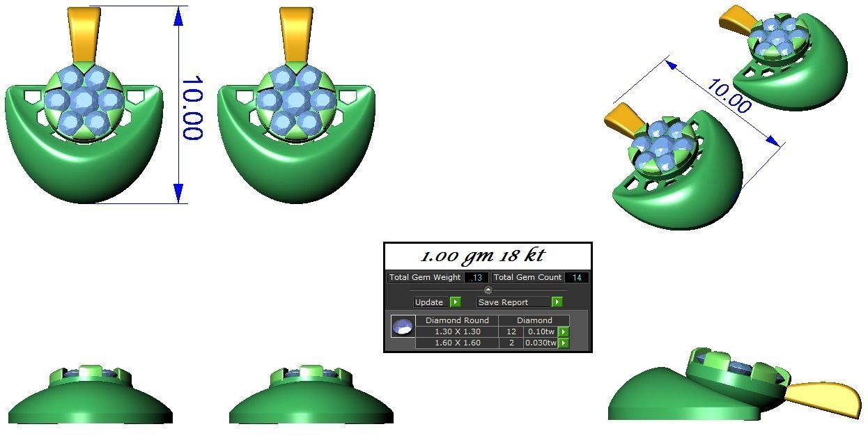 Light wt Pendant Earrings Set 3dm stl renders details 3D print model_4