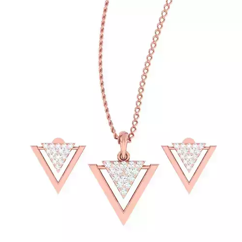 Triangular Diamond Head Light wt Pendant Earrings Set 3dm stl