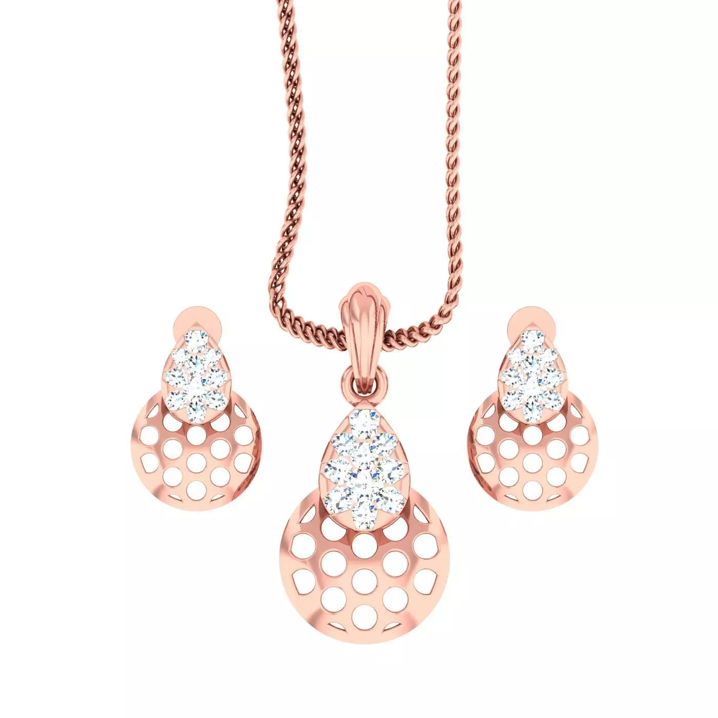 Wire Mesh Light wt Pendant Earrings Set 3dm stl obj mtl gltf 3D print model