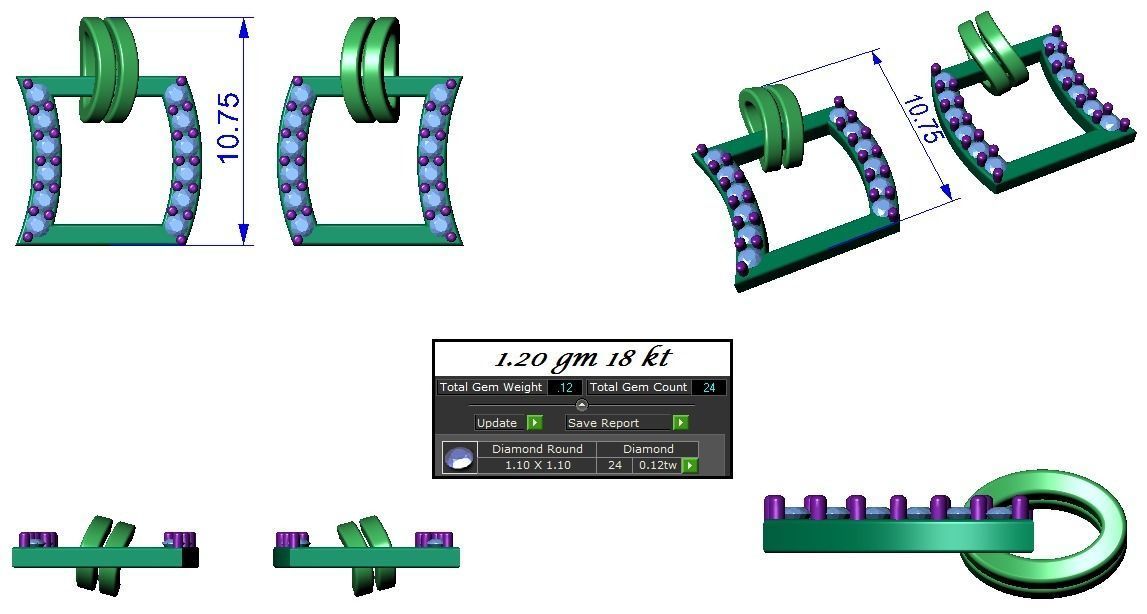 Light wt Pendant Earrings Set 3dm stl obj mtl gltf glb renders 3D print model_3