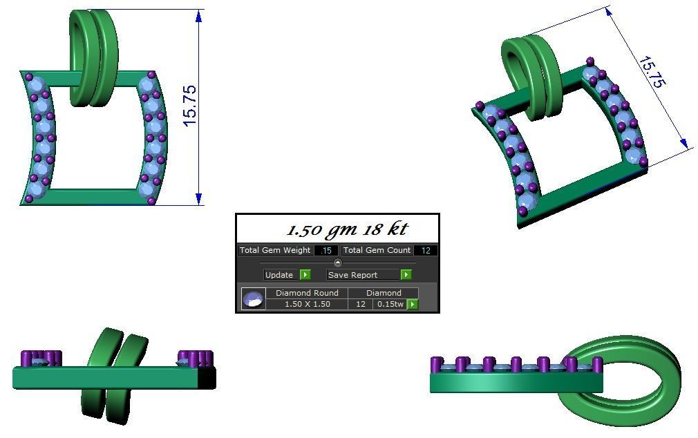 Light wt Pendant Earrings Set 3dm stl obj mtl gltf glb renders 3D print model_5