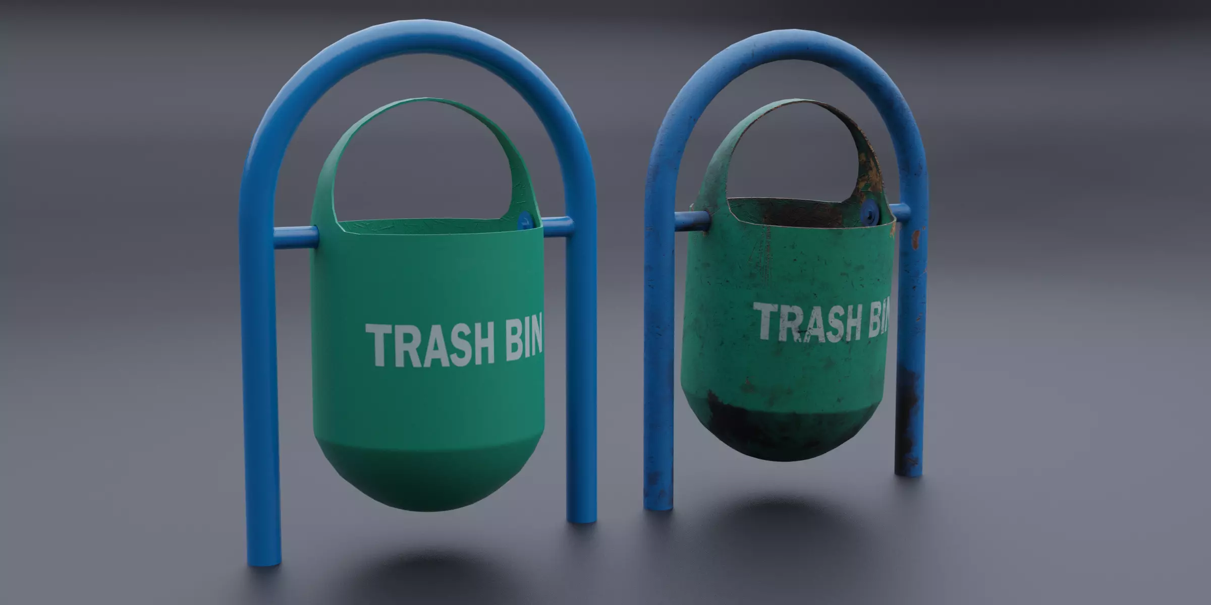Trash bins Low-poly 3D model