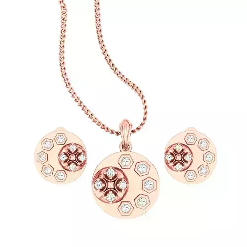 Flowers High Jewelry Pendant Earrings Set 3dm stl obj mtl gltf