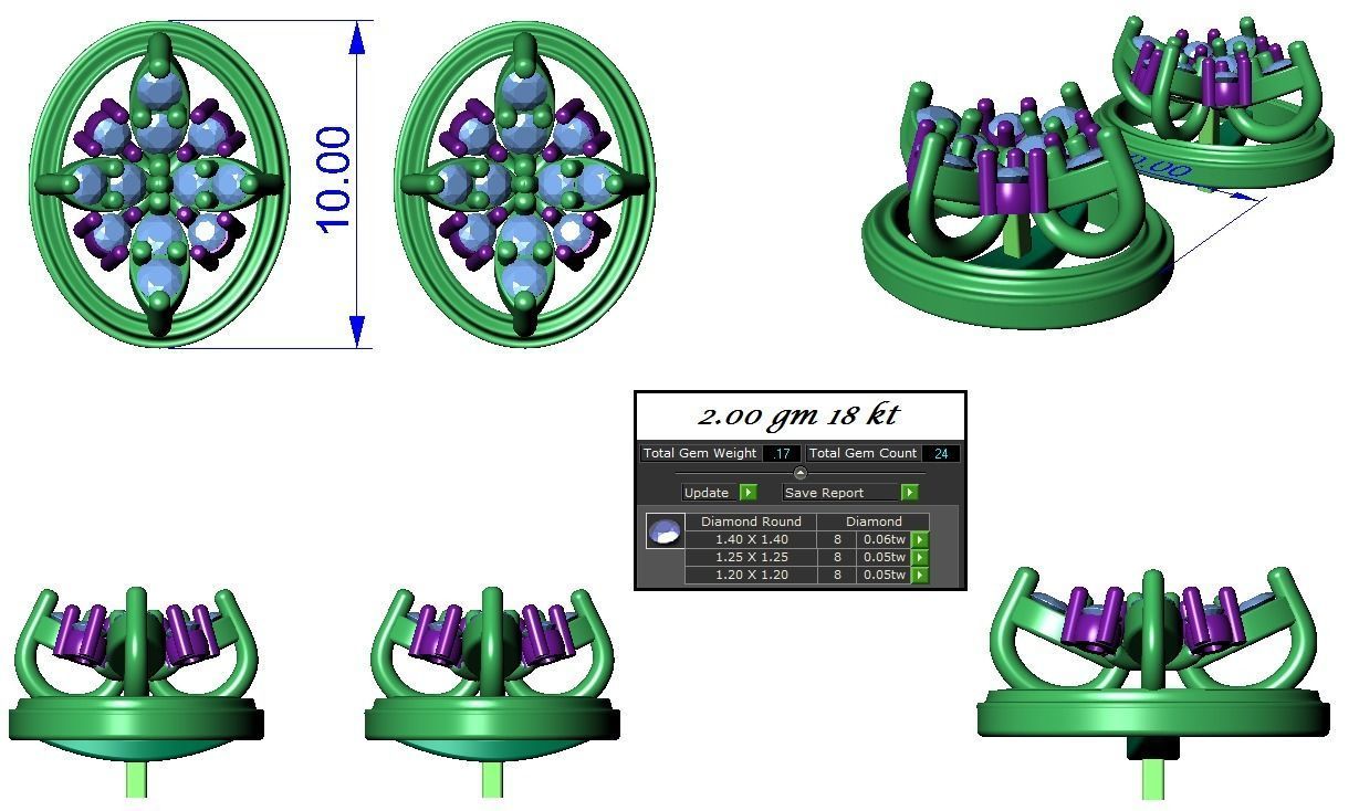 Light wt Pendant Earrings Set 3dm stl obj mtl gltf glb renders  3D print model_3