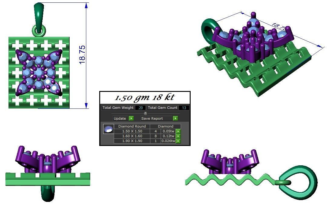 Light wt Pendant Earrings Set 3dm stl obj mtl gltf glb renders 3D print model_4