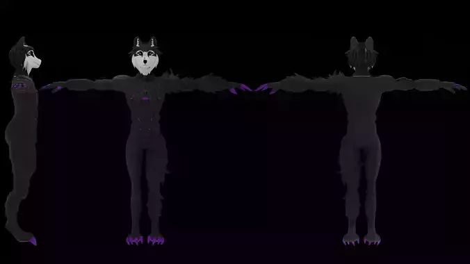 PURPLE WOLF VRCHAT AVATAR 3D model