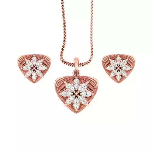 Triangle Flower Light wt Pendant Earrings Set 3dm stl obj mtl 