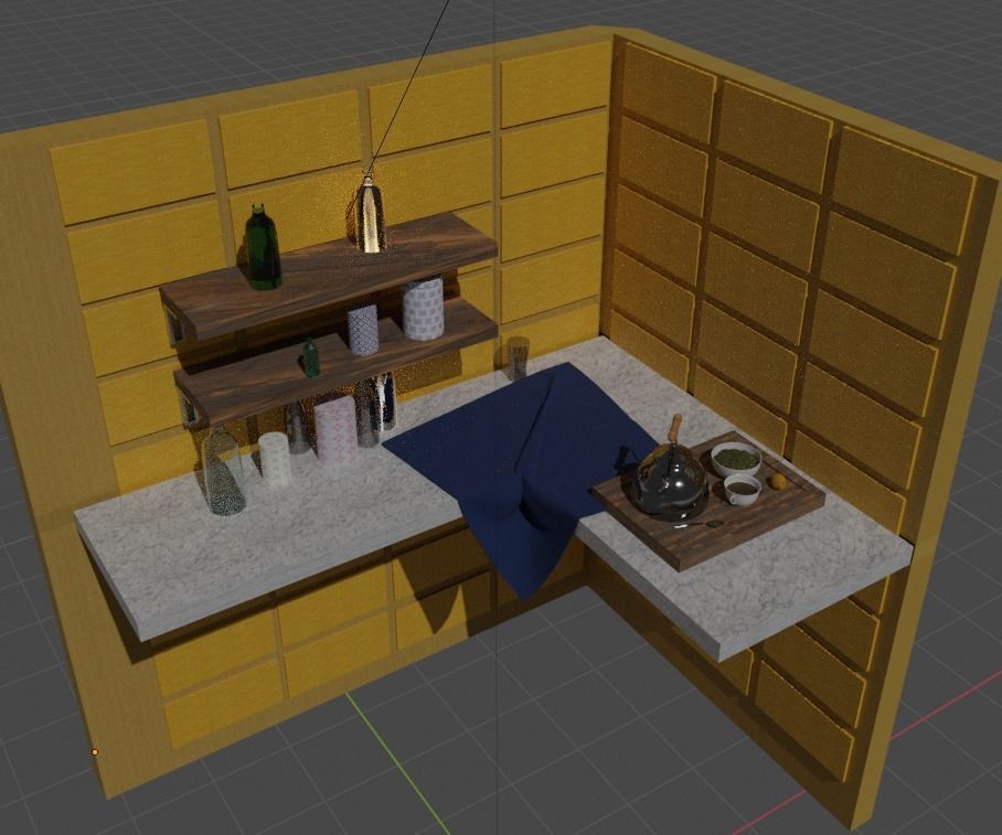 kitchen interior Low-poly 3D model_6