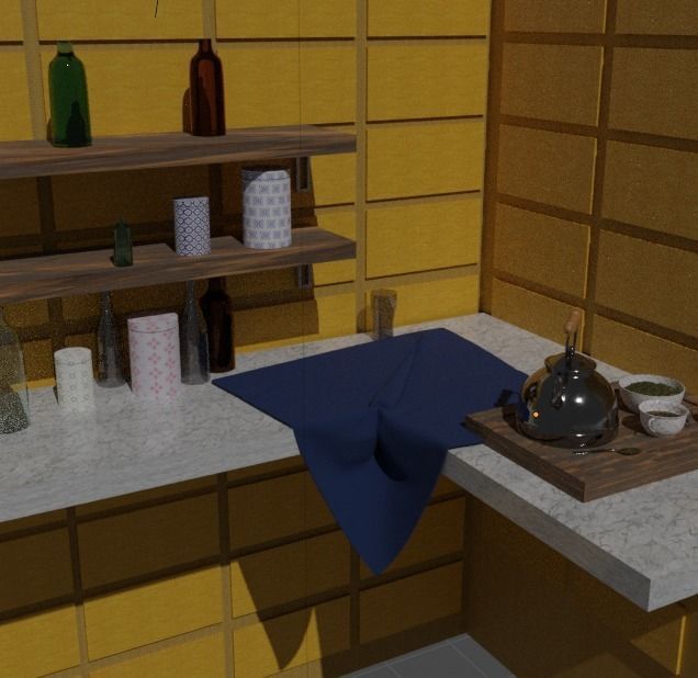 kitchen interior Low-poly 3D model_1