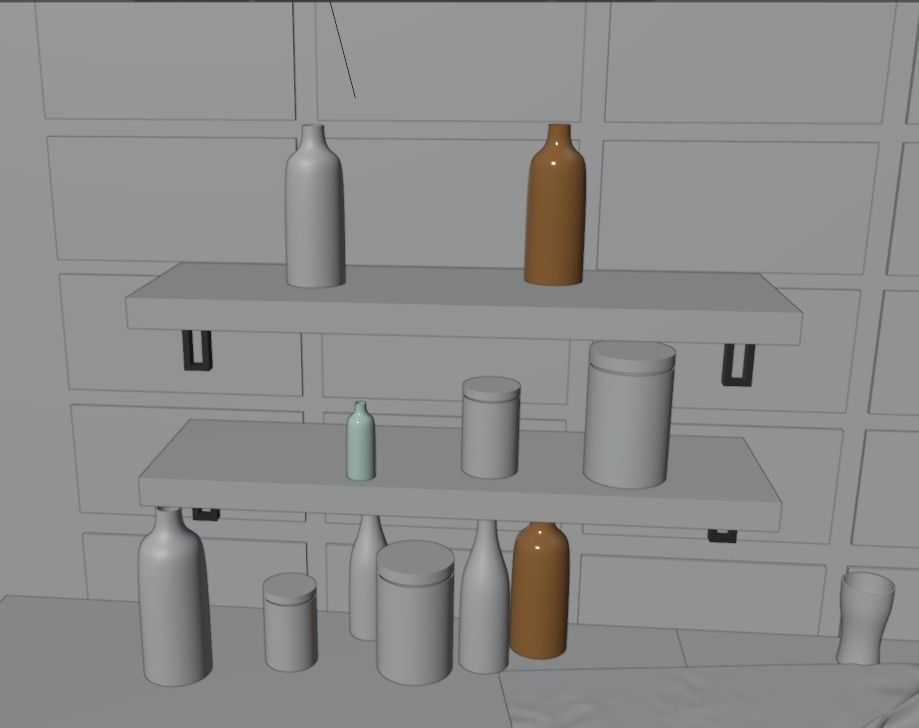 kitchen interior Low-poly 3D model_3