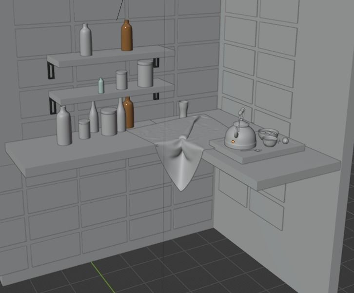 kitchen interior Low-poly 3D model_4