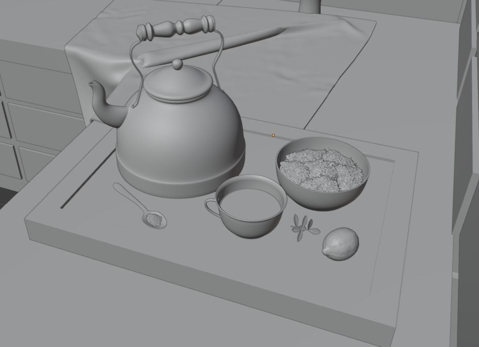 kitchen interior Low-poly 3D model_2