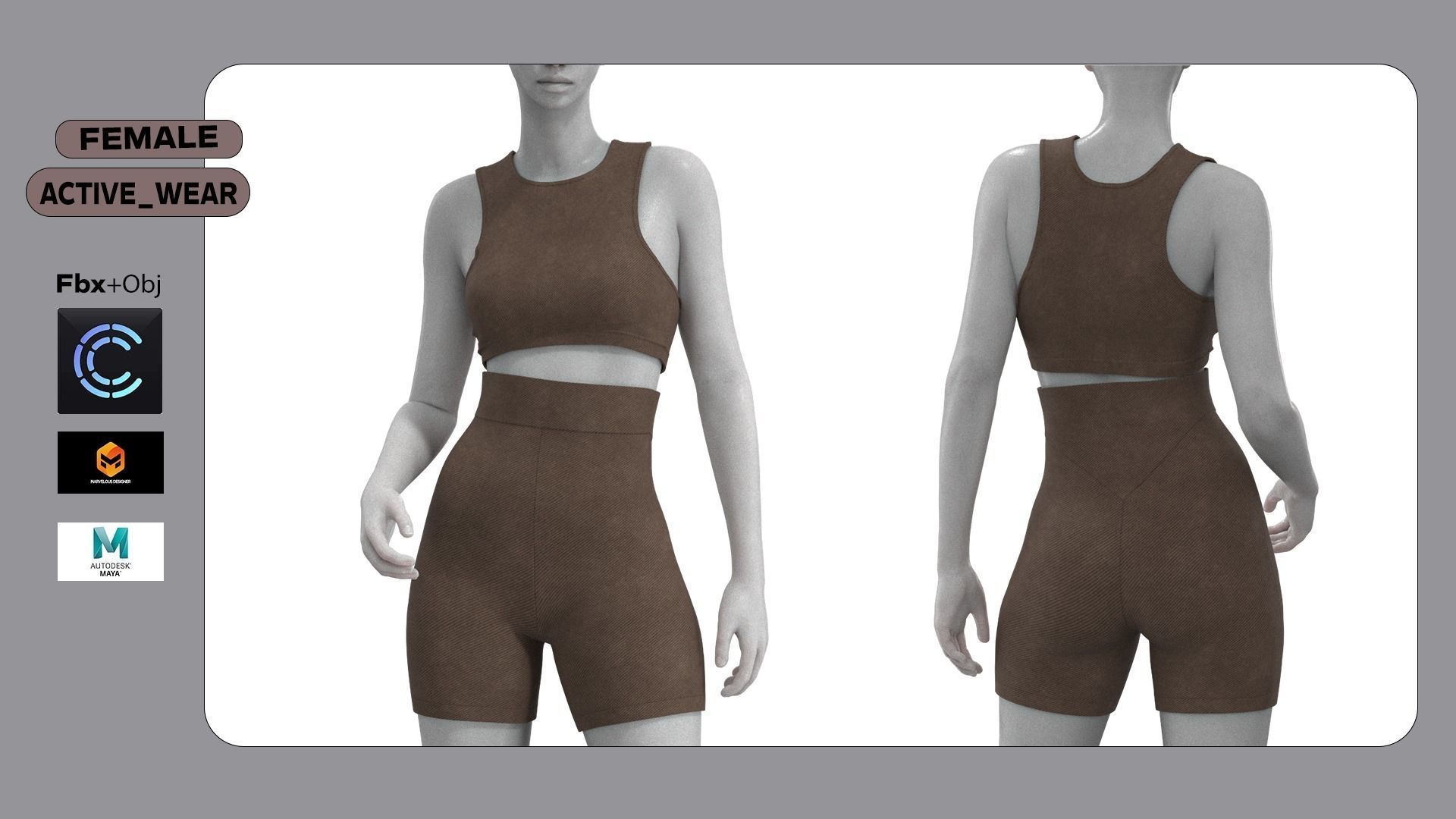 Female Active Wear  Low-poly 3D model_2
