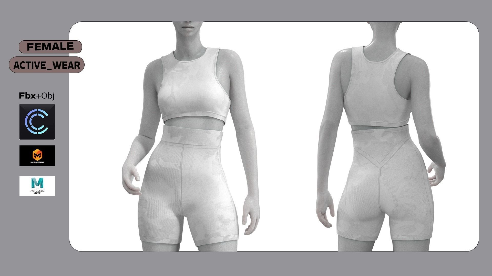 Female Active Wear  Low-poly 3D model_1