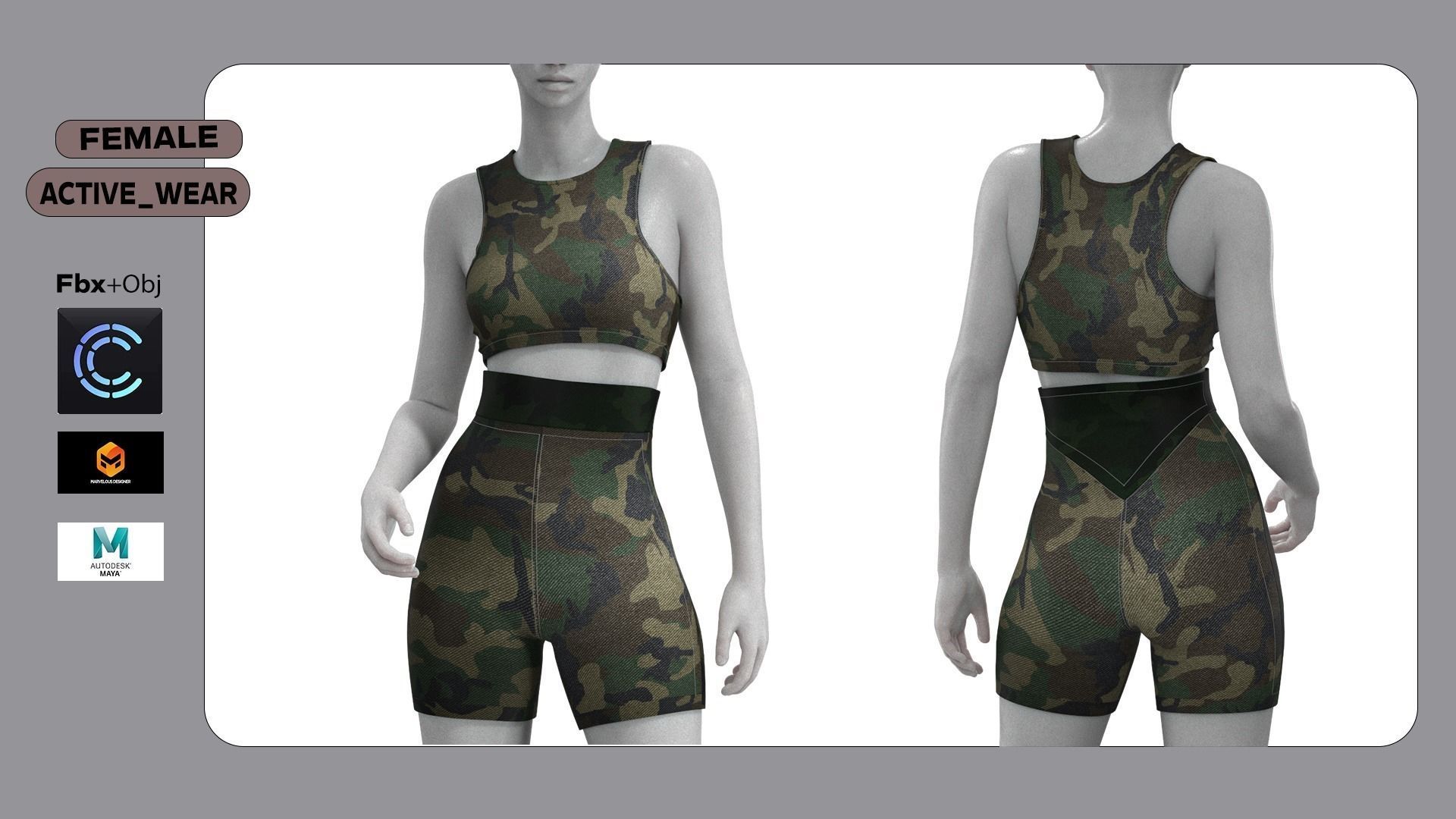 Female Active Wear  Low-poly 3D model_3